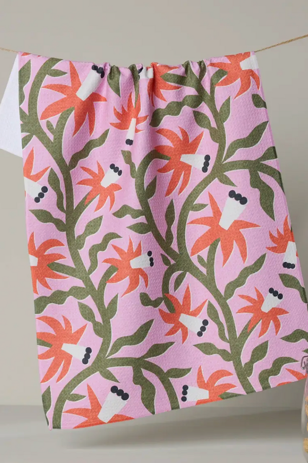 Geometry Kitchen Tea Towel - Graphic Flowers