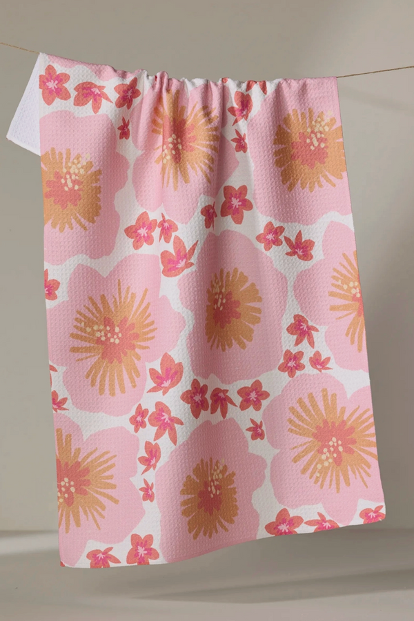 Geometry Kitchen Tea Towel - Hibiscus Sunset