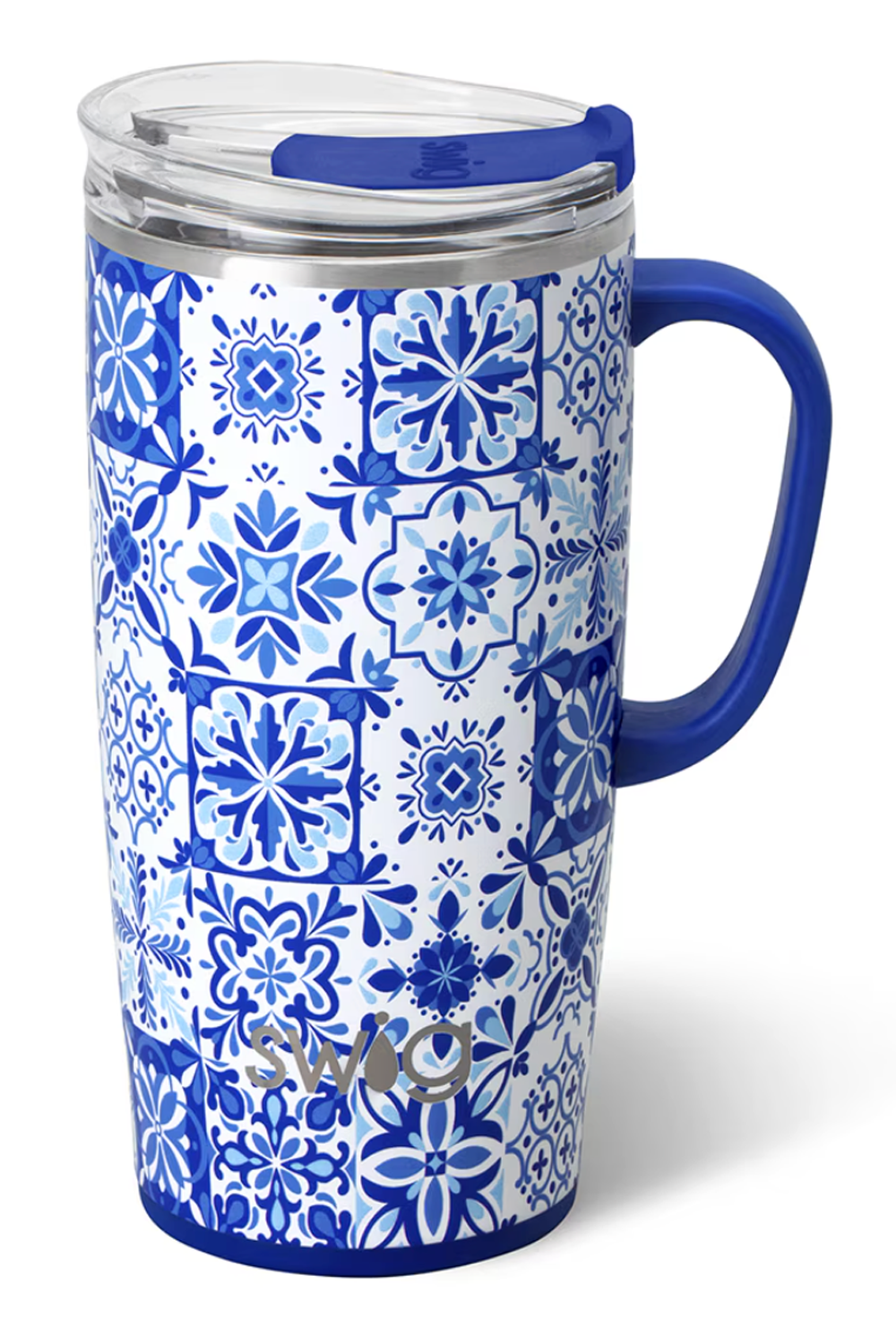 TALL Modern Coffee Mug - Indigo Tiles
