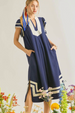 Contrast V Neckl Maxi Dress - Navy