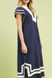 Contrast V Neckl Maxi Dress - Navy