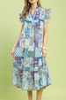 Patchwork Maxi Dress - Blue Mix