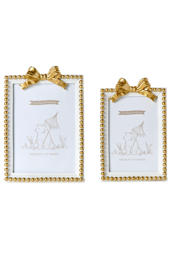 Golden Bow Frame - White