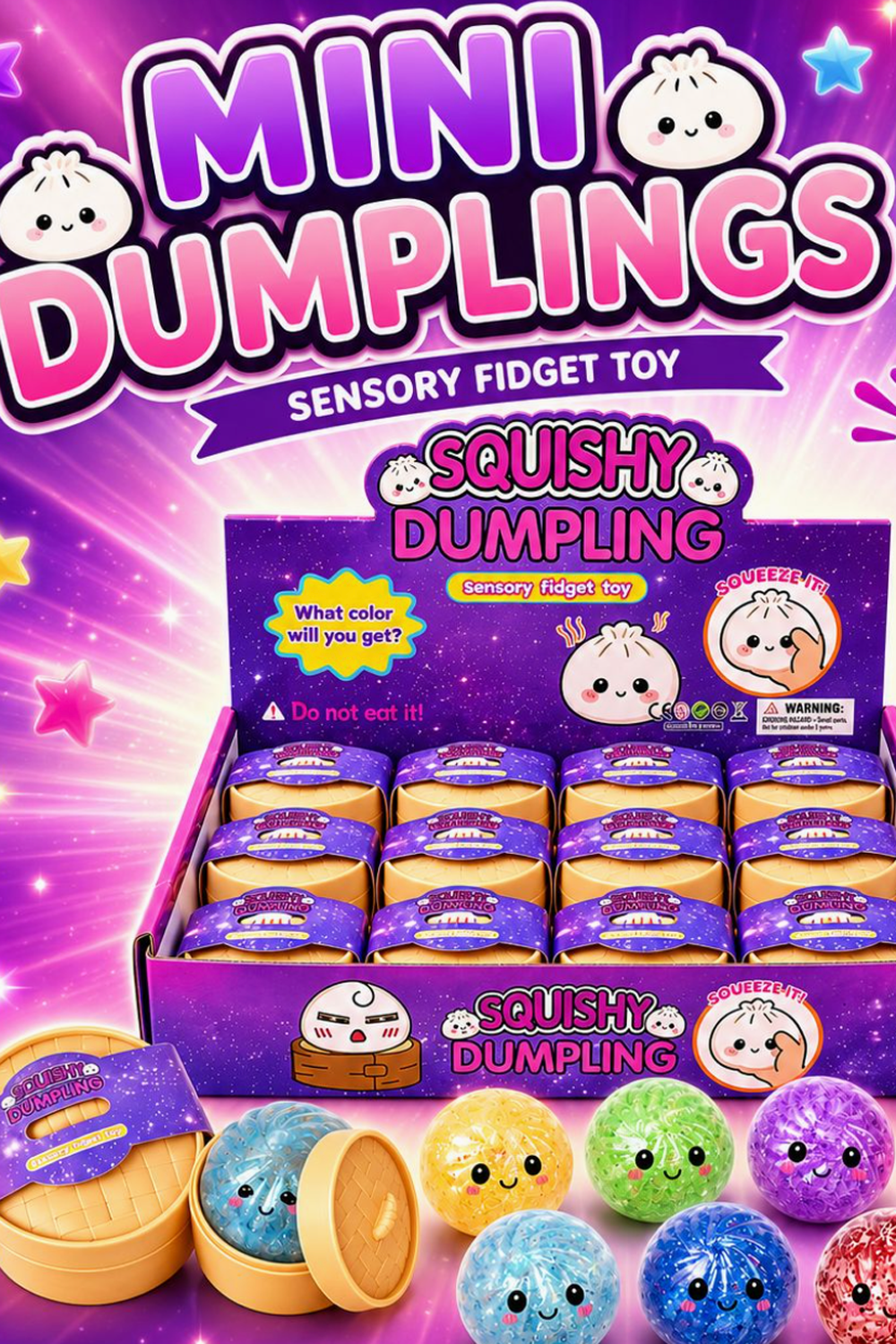 Mini Glitter Dumpling Squishy Toy