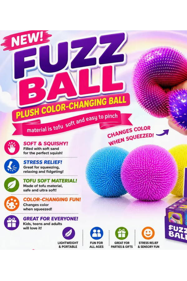 Color Changing Fuzz Ball Squeeze Toy