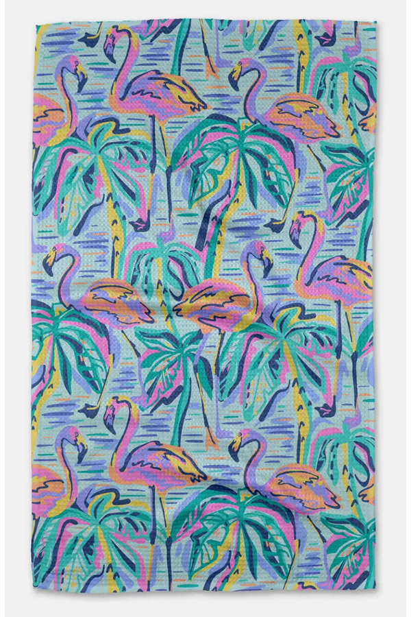 Geometry Kitchen Tea Towel - Pink Flamingo