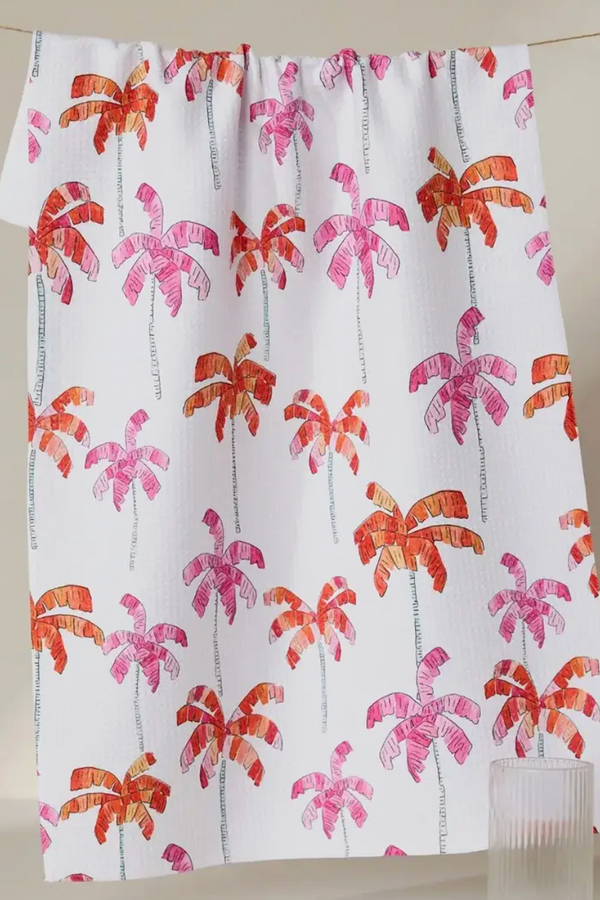 Geometry Kitchen Tea Towel - Pink Palms