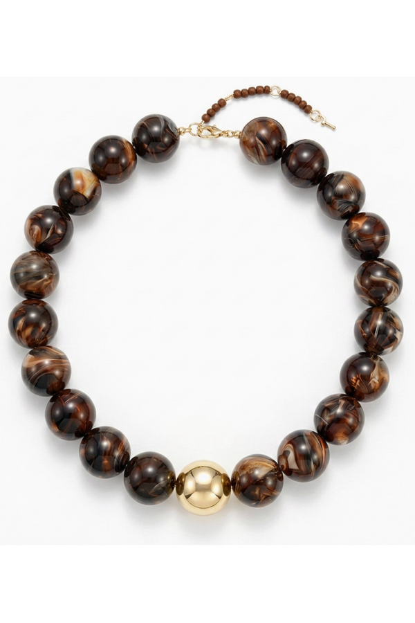 Statement Bubble Necklace - Tortoise + Gold