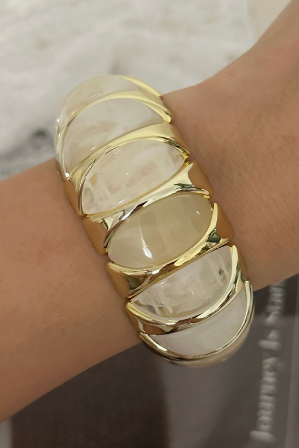 Resin Amalia Stretch Bracelet - Beige