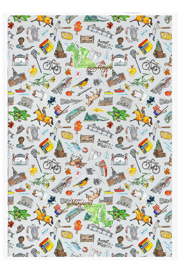 Kitchen Tea Towel - Maryland Icons