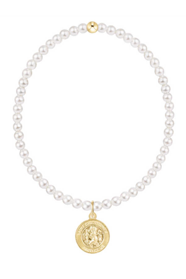 EN Protection Disc Charm Bracelet - Pearl