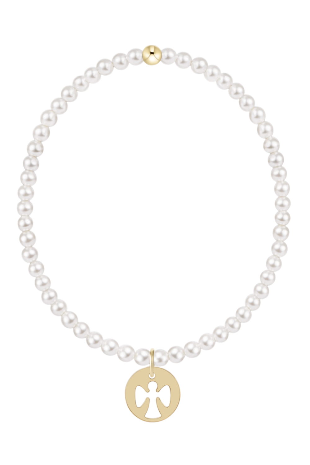 EN Classic Pearl Bead Bracelet - Guardian Angel Charm