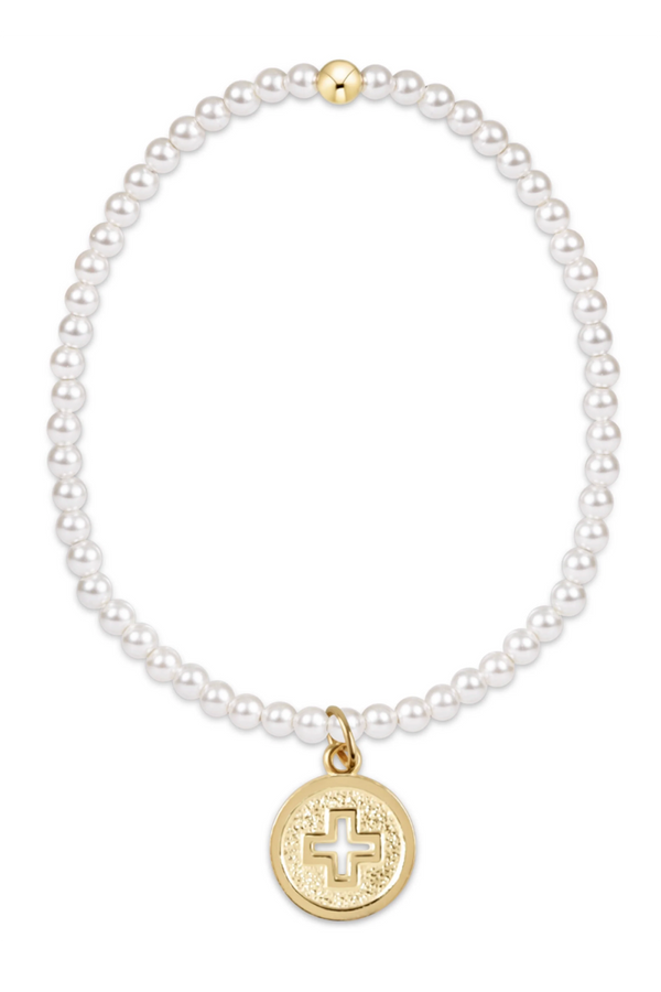 EN Classic Bracelet with Signature Cross Disc - Pearl