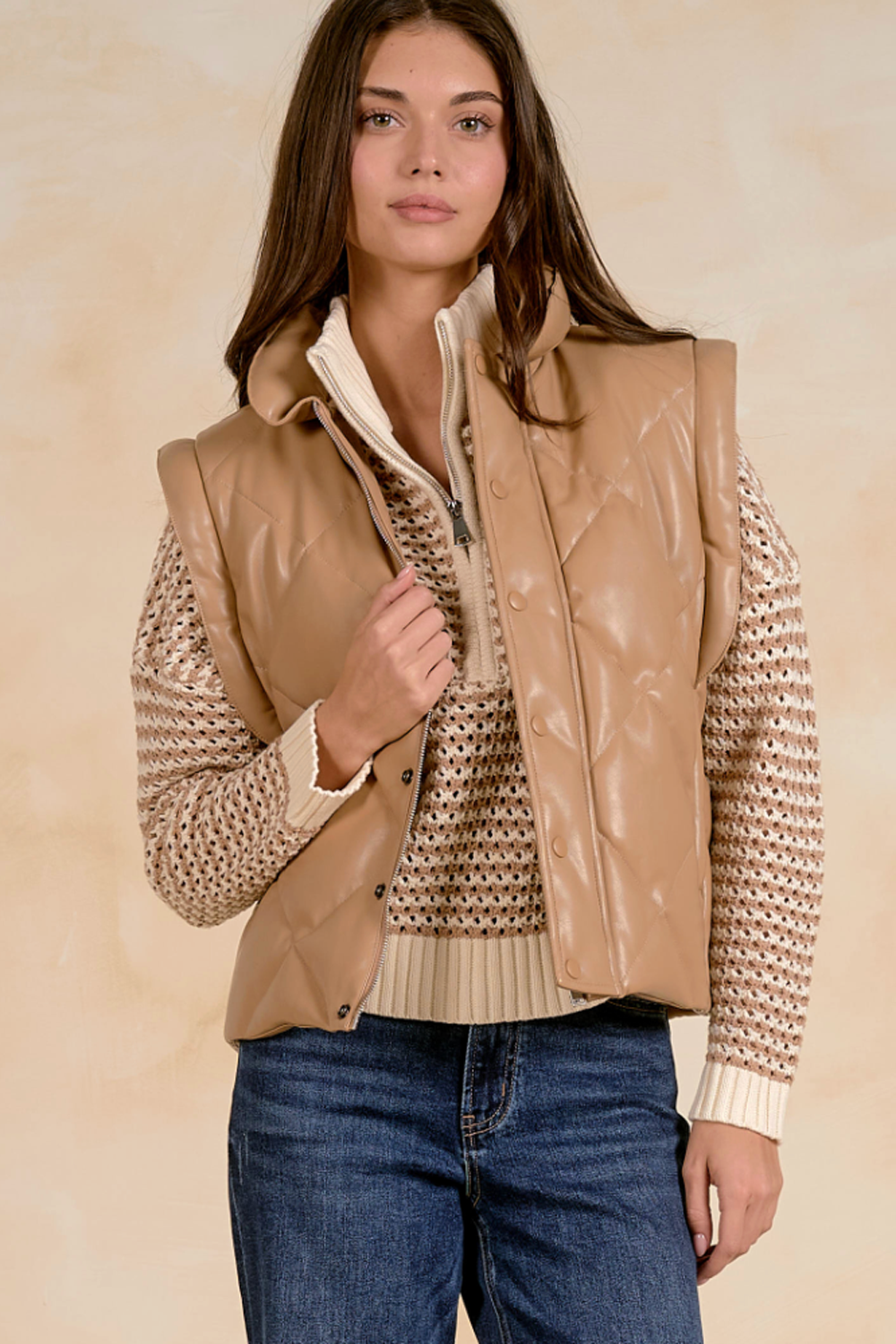 EL Quilted Vest - Tan