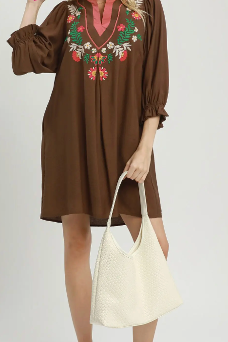 Autumn Baby Doll Dress - Brown