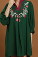 Autumn Baby Doll Dress - Palm Green