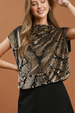 Velvet Boxy Short Sleeve Top - Charcoal