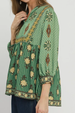 Border Pring Babydoll Blouse - Sage