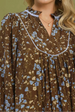 Prairie Contrast Trim Maxi Dress - Brown
