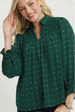 Swiss Dot Smocked Yoke Blouse - Hunter Green