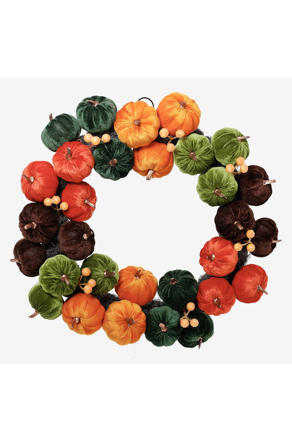 Velvet Pumpkin Wreath
