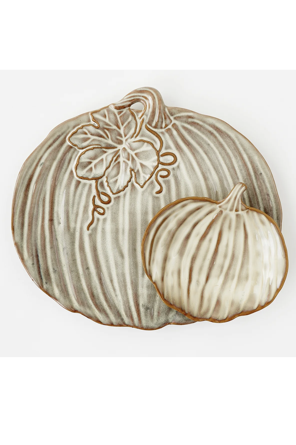 Two Tier Pumpkin Stoneware Server