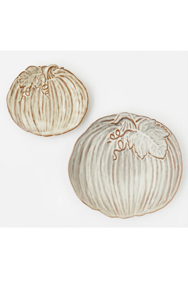 Set of 2 Pumpkin Stoneware Plates