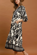 Botanical Print Maxi Dress - Black