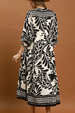 Botanical Print Maxi Dress - Black