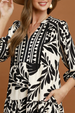 Botanical Print Maxi Dress - Black