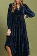 Velvet Tiered Maxi Dress - Navy