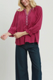 Gingham Textured Top - Berry