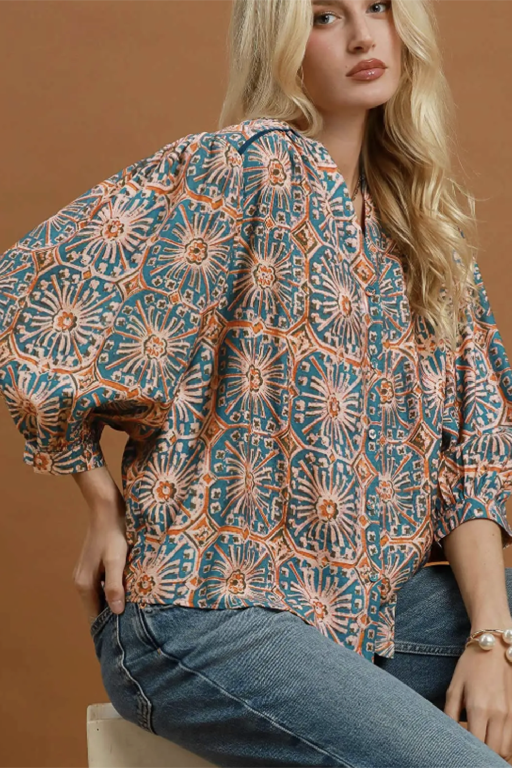 Abstract Annie Print Blouse - Blue