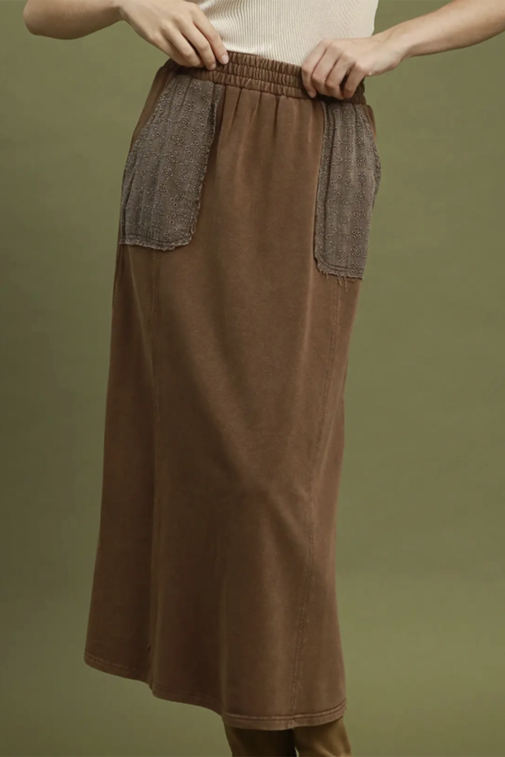 French Terry Maxi Skirt - Chocolate