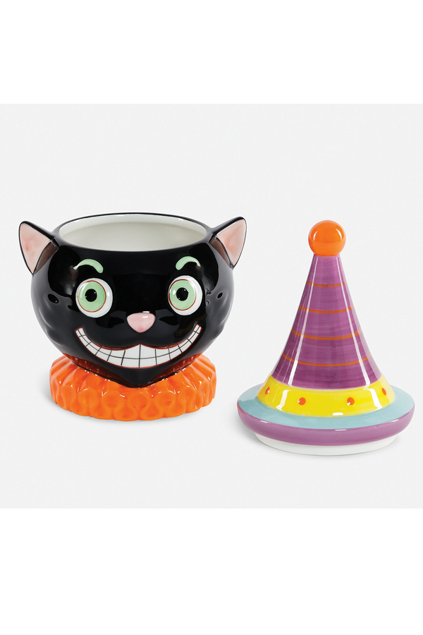 Cat in Party Hat Ceramic Cookie Jar