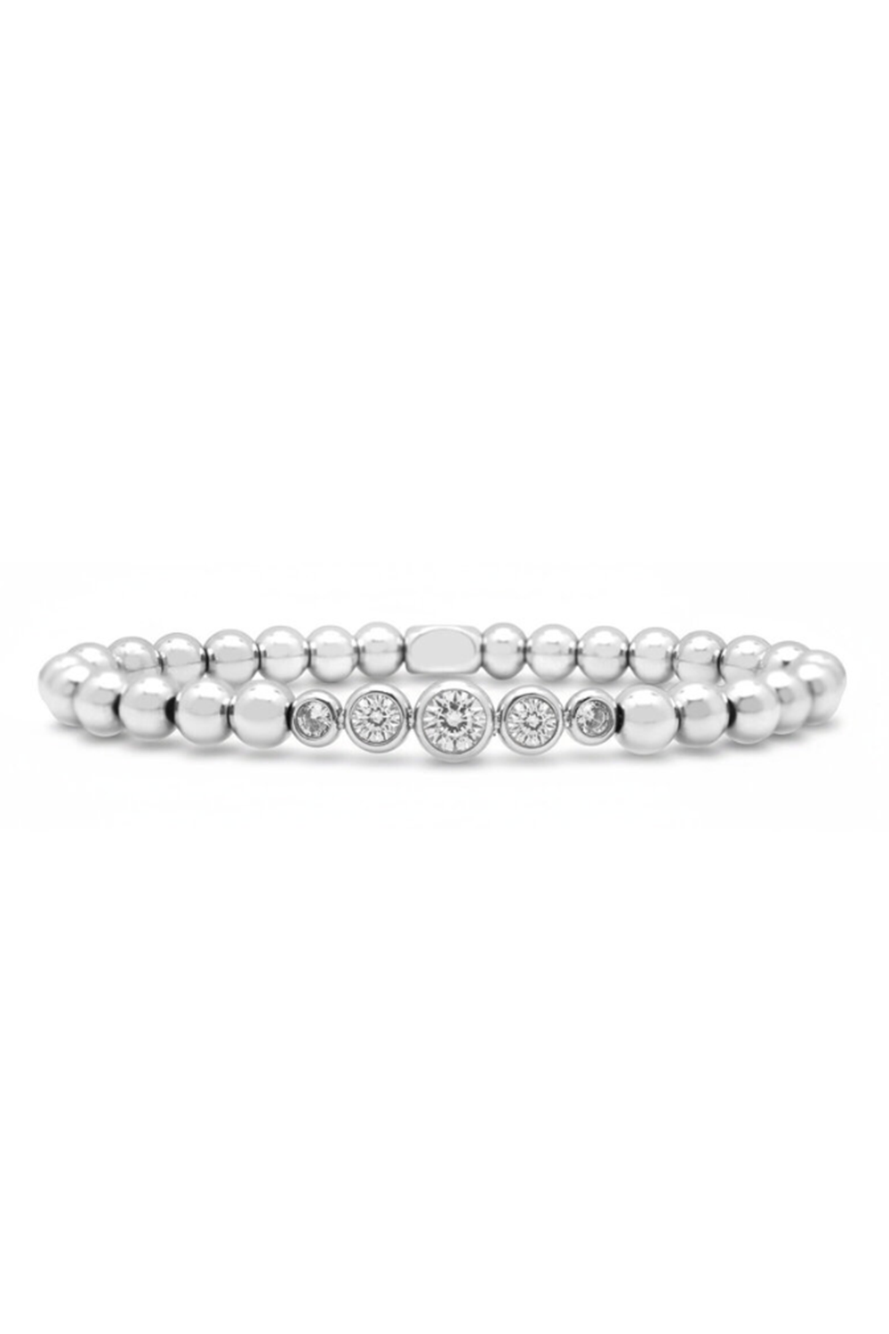 ISLA Stretch Graduated CZ Bezel Steel Bracelet - Crystal Clear