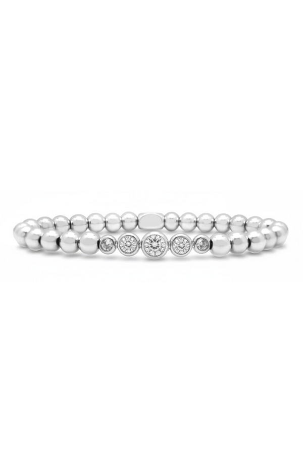 ISLA Stretch Graduated CZ Bezel Steel Bracelet - Crystal Clear