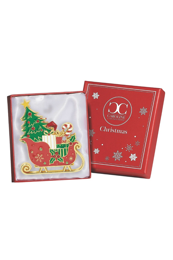 Boxed Ornament - Sleigh with Tree