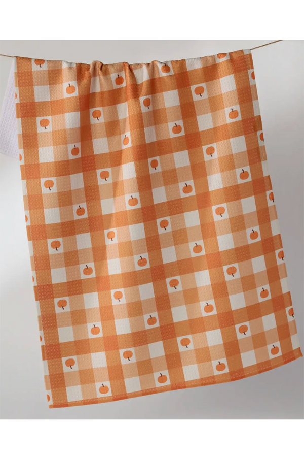 Geometry Kitchen Tea Towel - Pumpkin Check