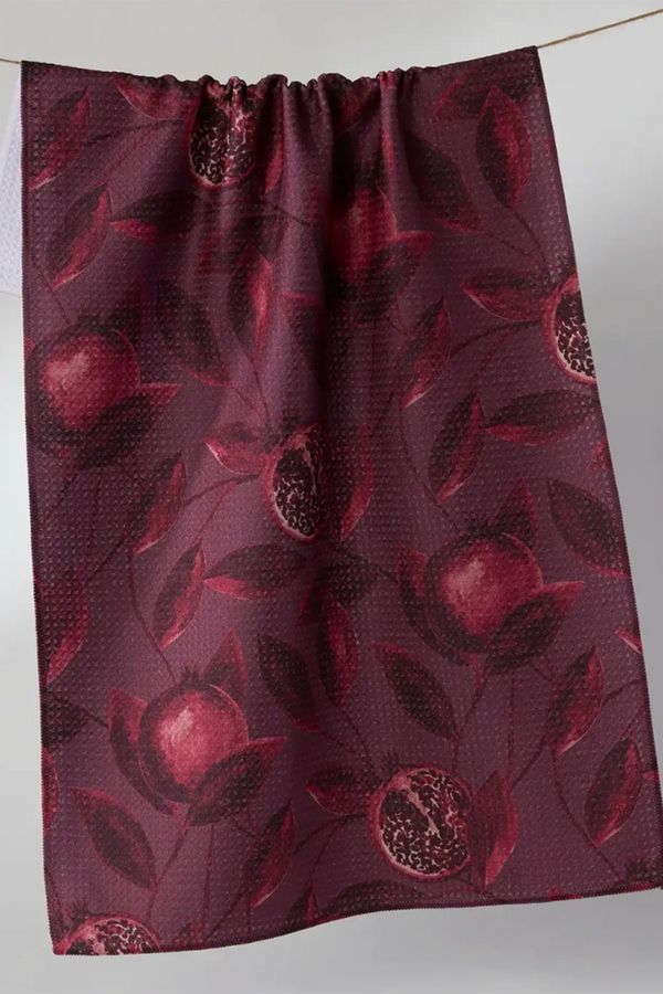 Geometry Kitchen Tea Towel - Rich Garnet