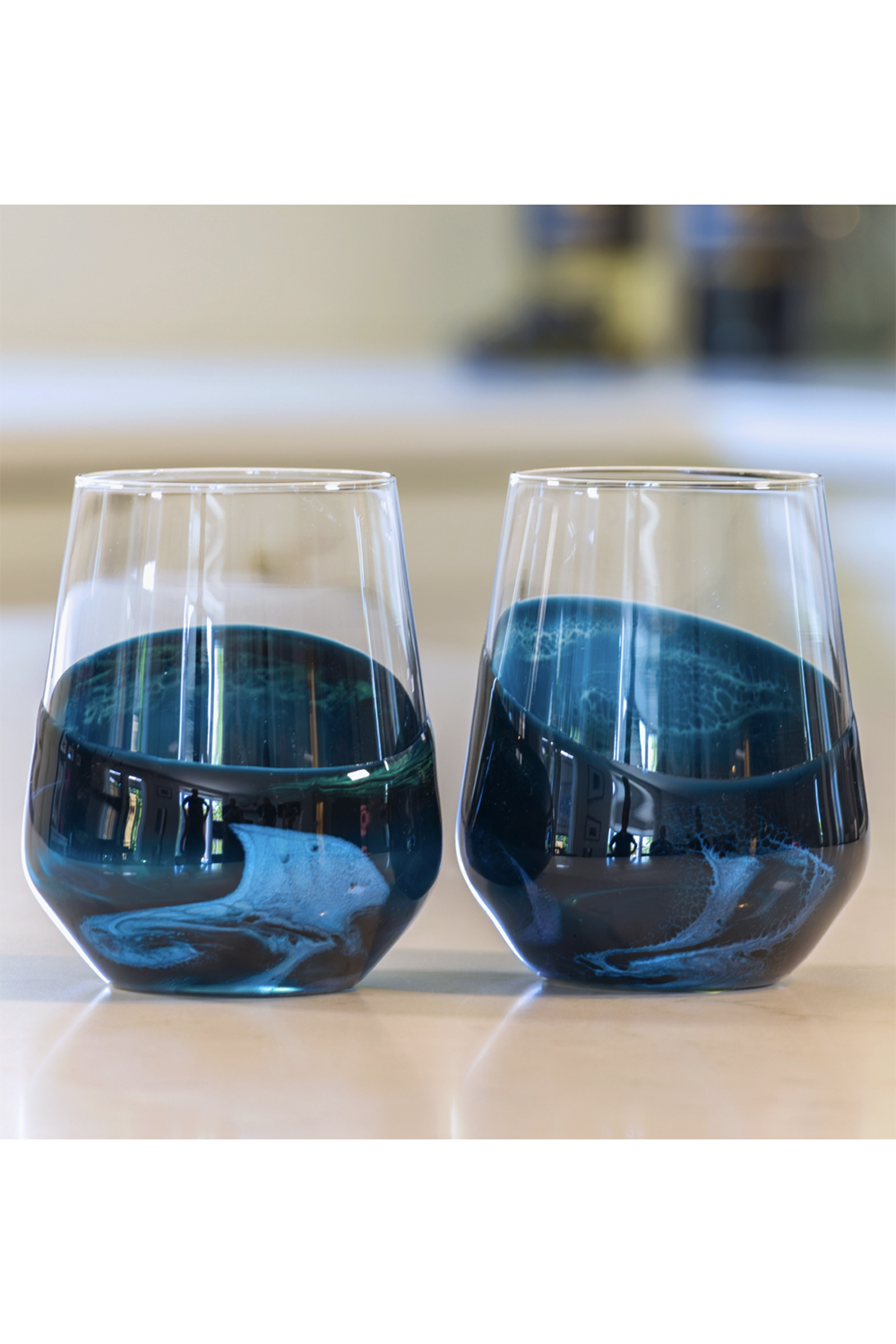 Lynnie Set of 2 Stemless Wine Glasses - Northern Lights