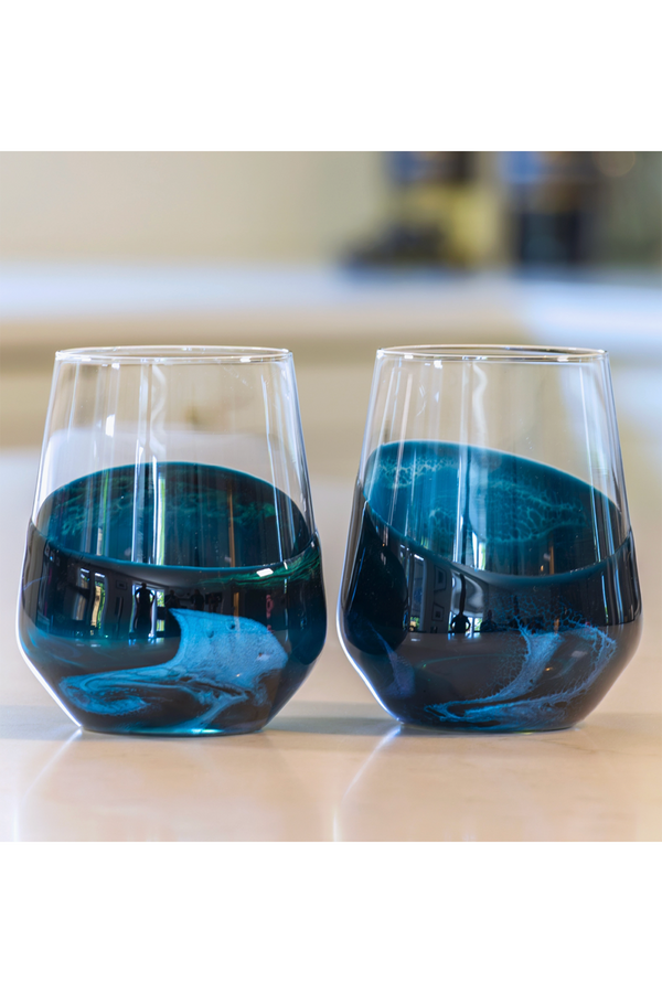 Lynnie Set of 2 Stemless Wine Glasses - Northern Lights