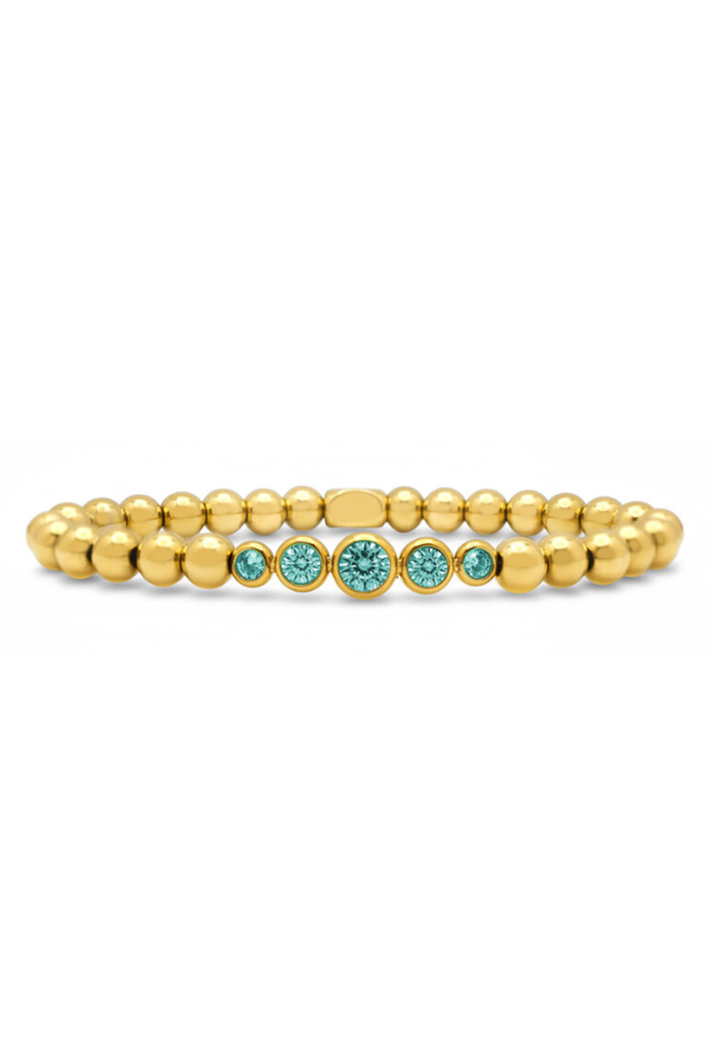 ISLA Stretch Graduated CZ Bezel Gold Bracelet - Turqs & Caicos
