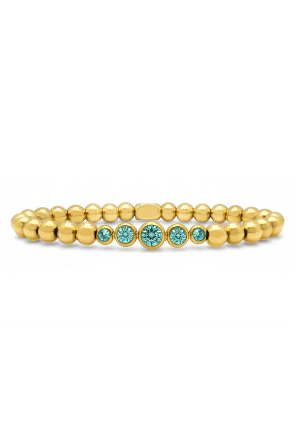 ISLA Stretch Graduated CZ Bezel Gold Bracelet - Turqs & Caicos
