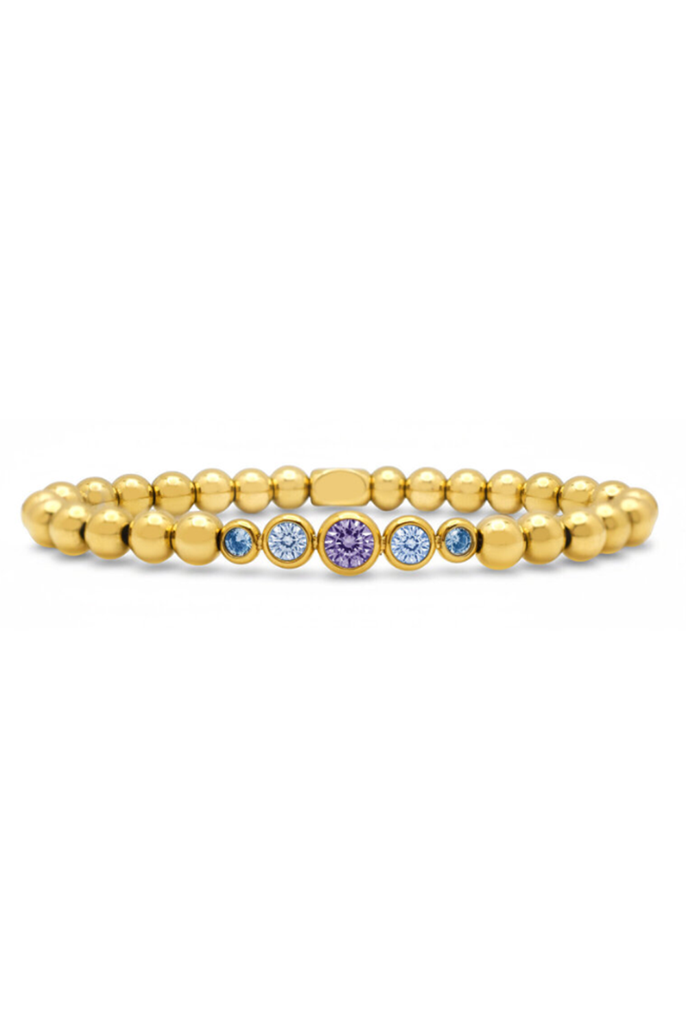 ISLA Stretch Graduated CZ Bezel Gold Bracelet - Bella Blues