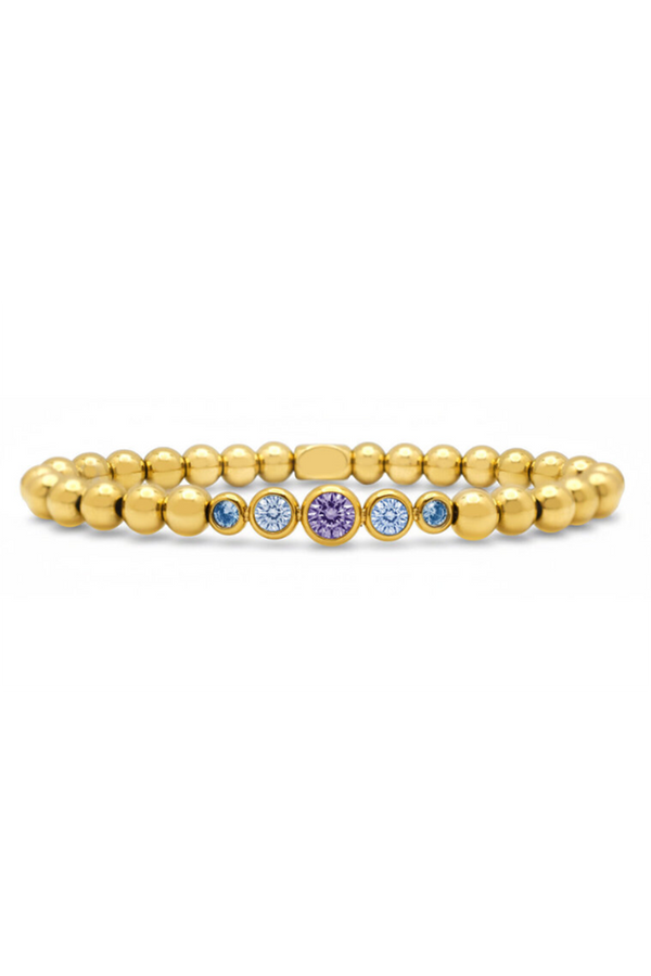 ISLA Stretch Graduated CZ Bezel Gold Bracelet - Bella Blues