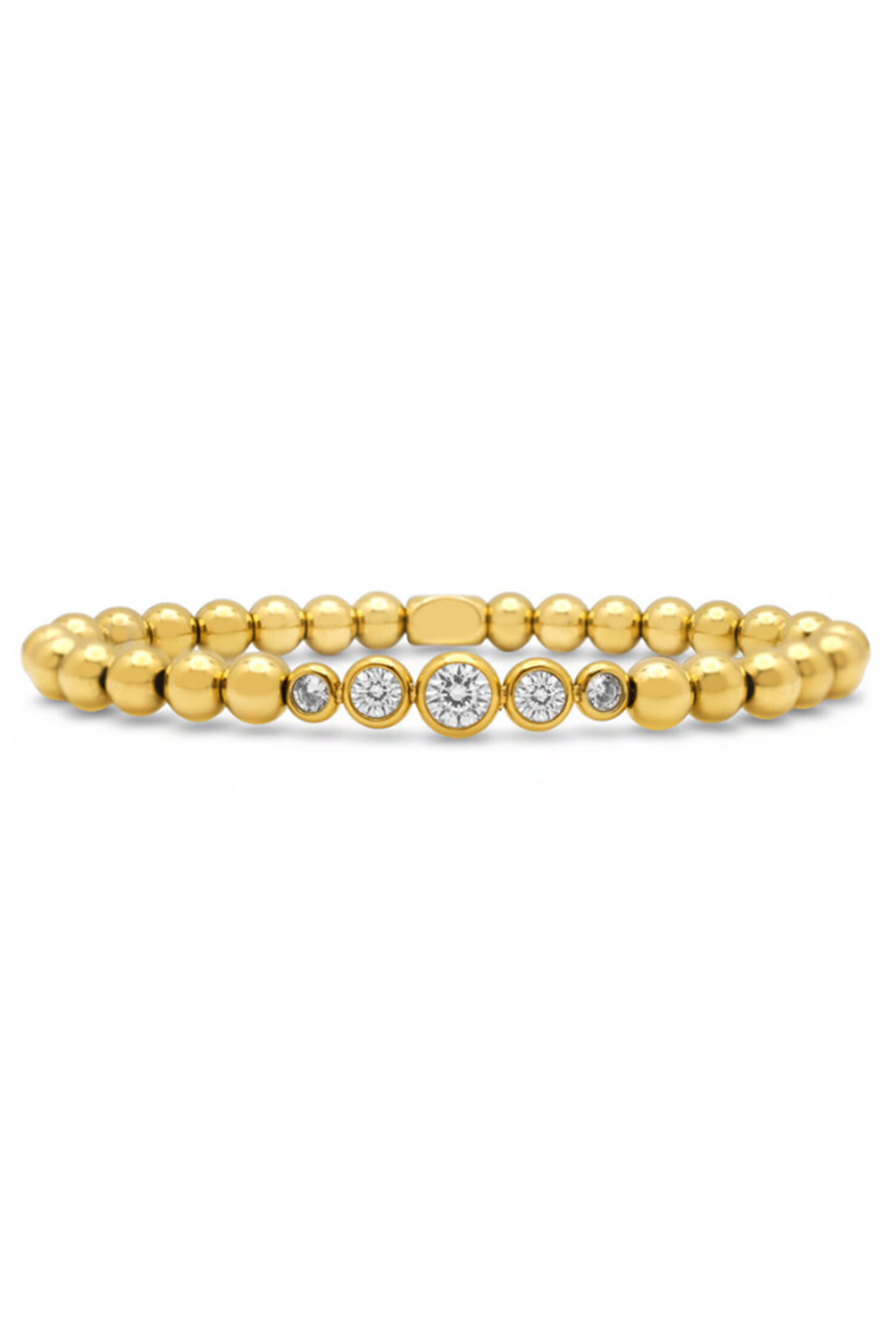 ISLA Stretch Graduated CZ Bezel Gold Bracelet - Crystal Clear