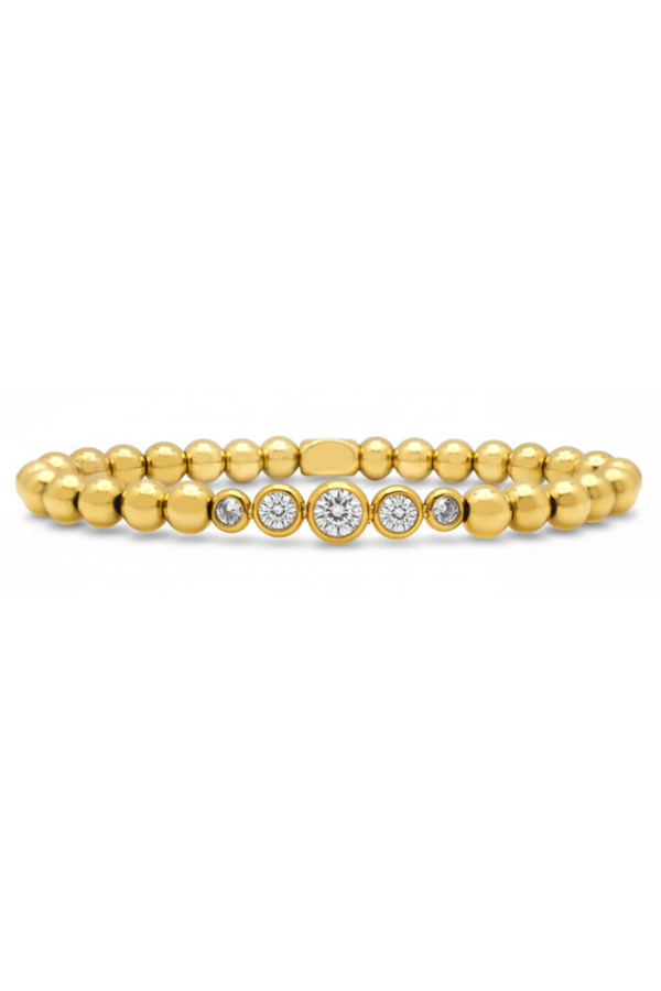 ISLA Stretch Graduated CZ Bezel Gold Bracelet - Crystal Clear