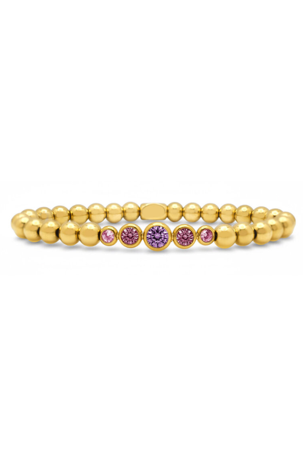 ISLA Stretch Graduated CZ Bezel Gold Bracelet - Violet Tides