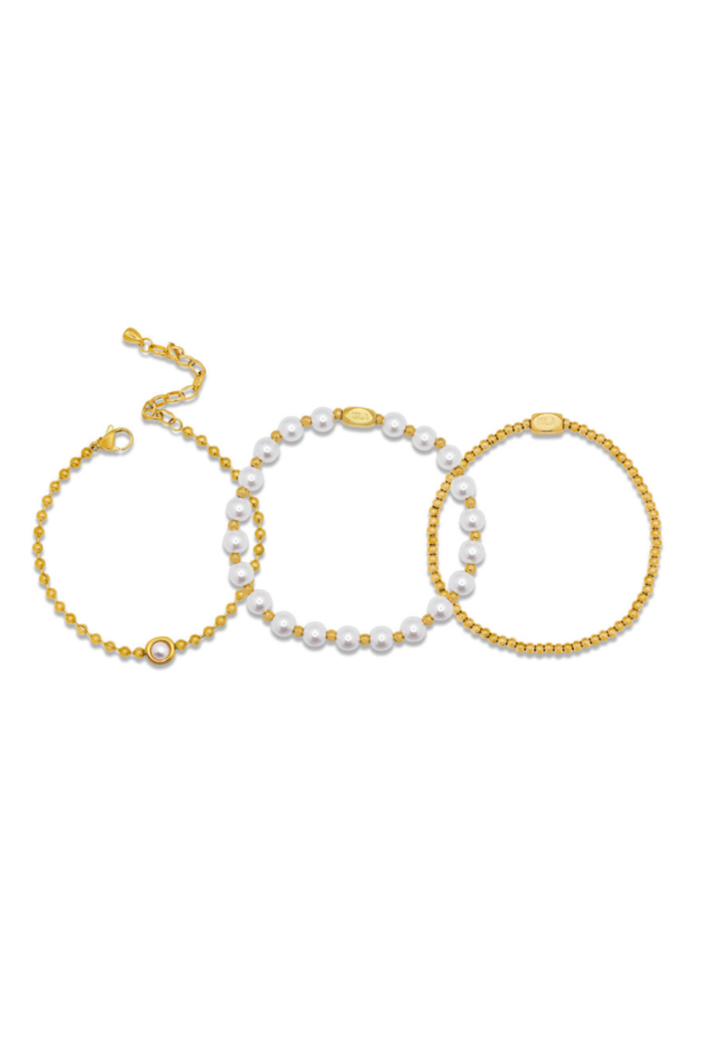 ISLA Seaside Stacks Bracelet Set Gold - Pearl Girl